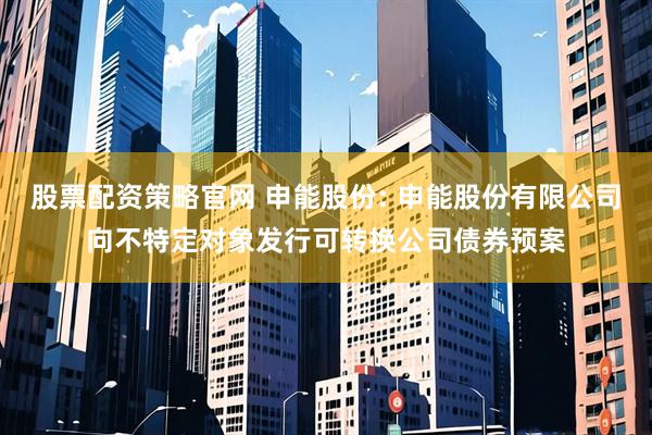 股票配资策略官网 申能股份: 申能股份有限公司向不特定对象发行可转换公司债券预案